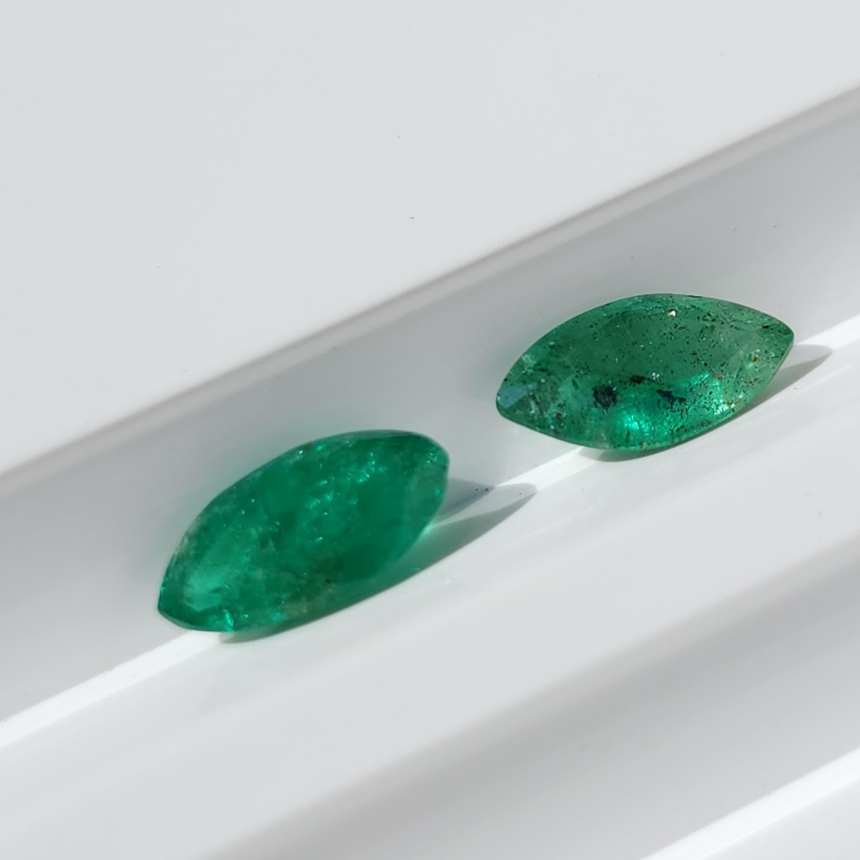 1.40Ct Natural Loose Emerald Marqiuse Shape 2 Pcs For Sale 5