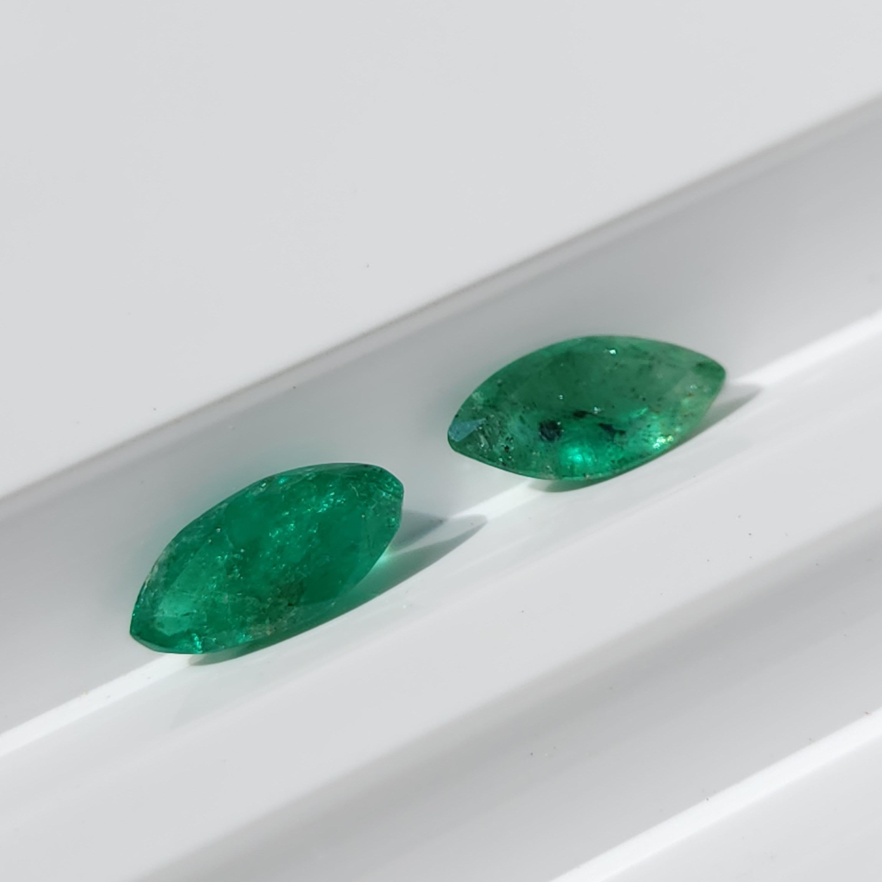 1.40Ct Natural Loose Emerald Marqiuse Shape 2 Pcs For Sale 6
