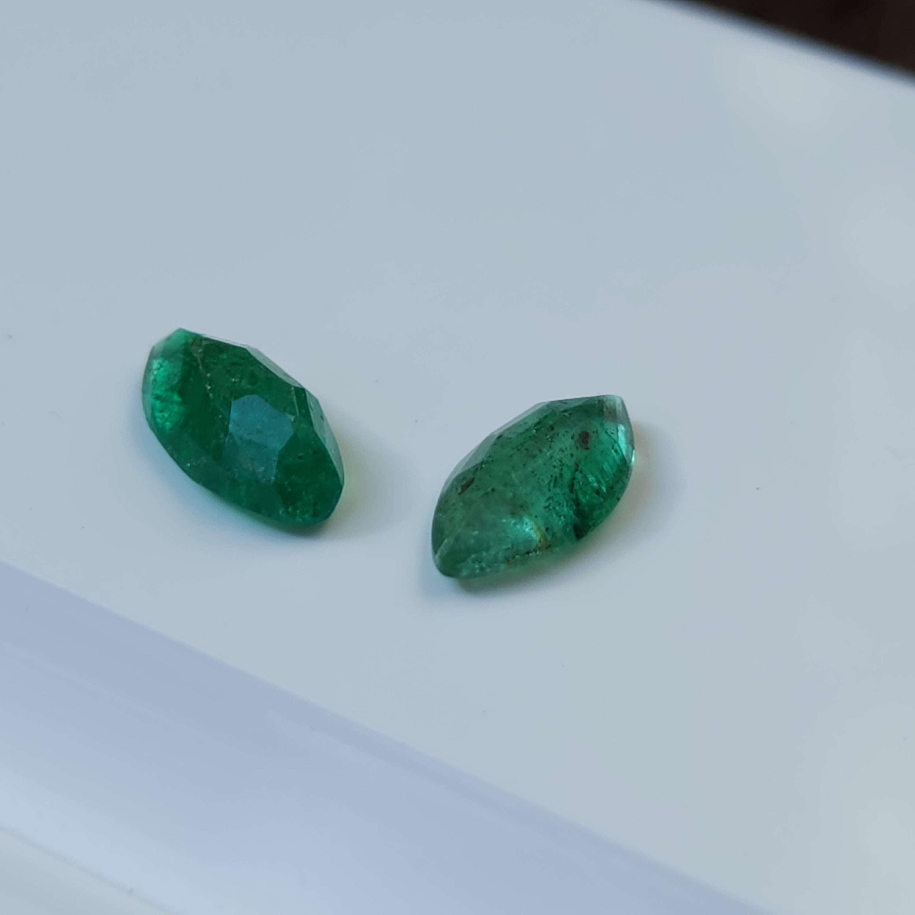 1.40Ct Natural Loose Emerald Marqiuse Shape 2 Pcs For Sale 2
