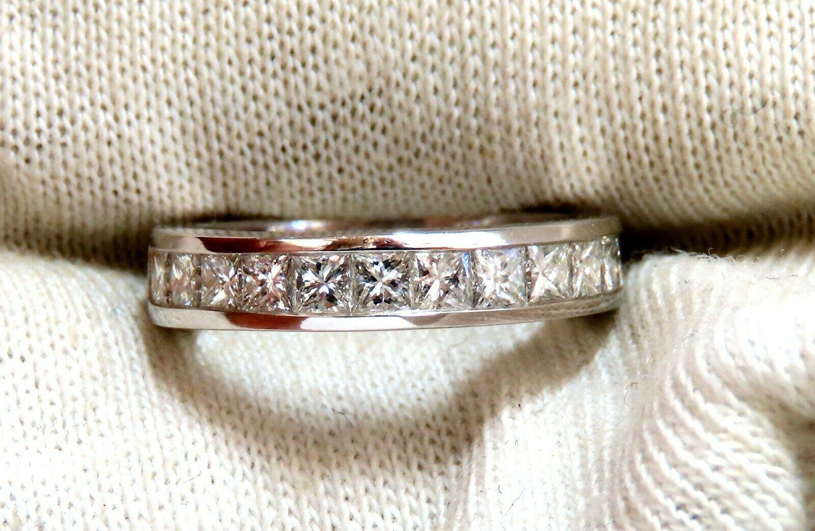 1.40ct Natural Princess Cut Diamonds Band Channel Platinum Prime In New Condition For Sale In New York, NY