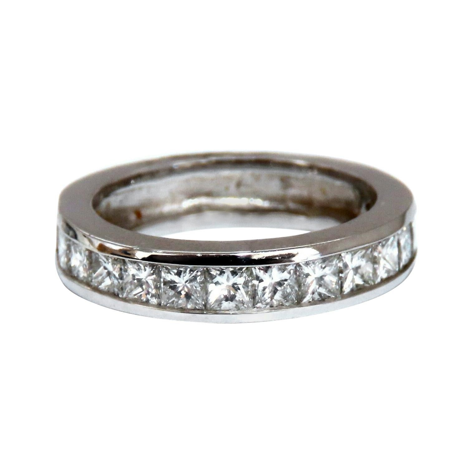 1.40ct Natural Princess Cut Diamonds Band Channel Platinum Prime*