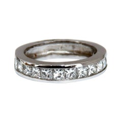 1.40ct Natural Princess Cut Diamonds Band Channel Platinum Prime*