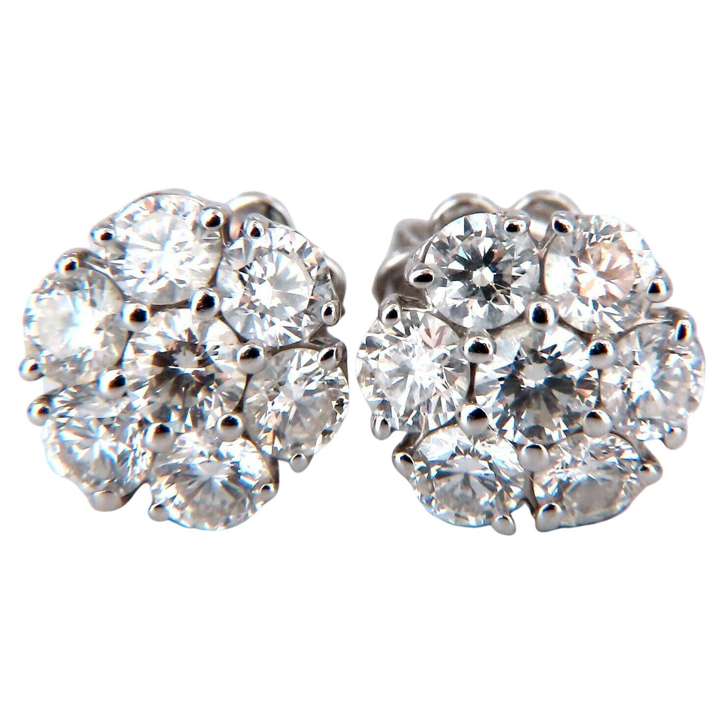 1.40ct. Natural Round Diamond Cluster Earrings 14 Karat Floreta For Sale