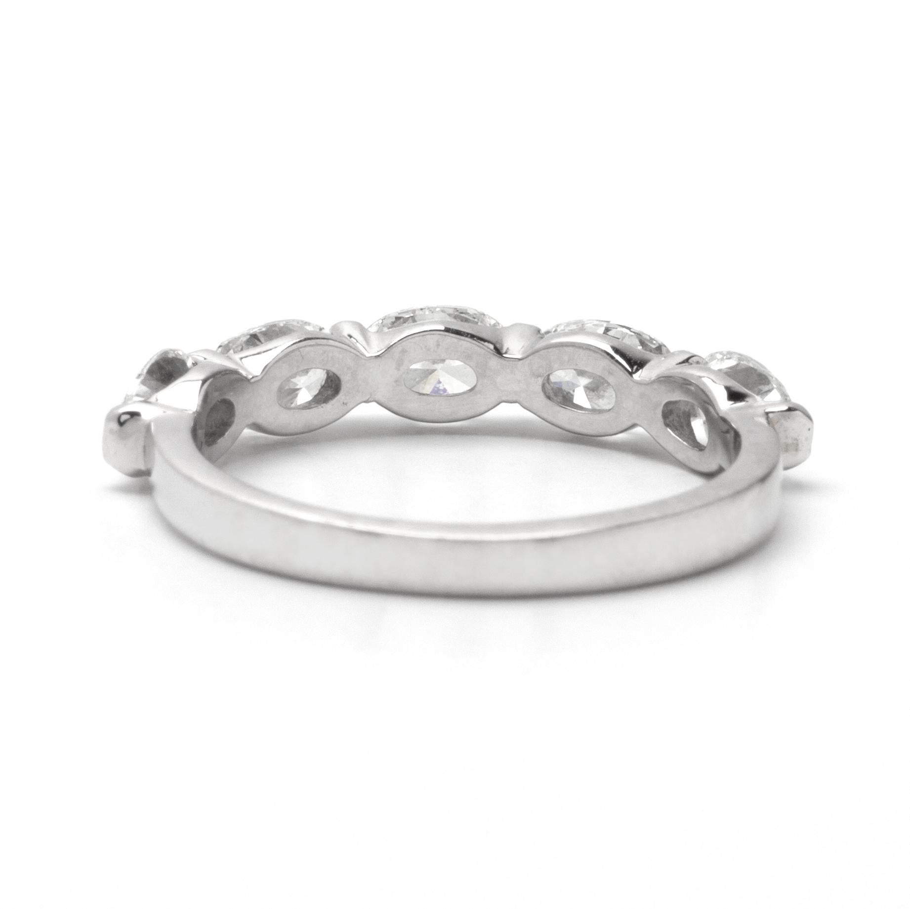 Modern 1.40ct Oval Diamond Band in 14K White Gold For Sale