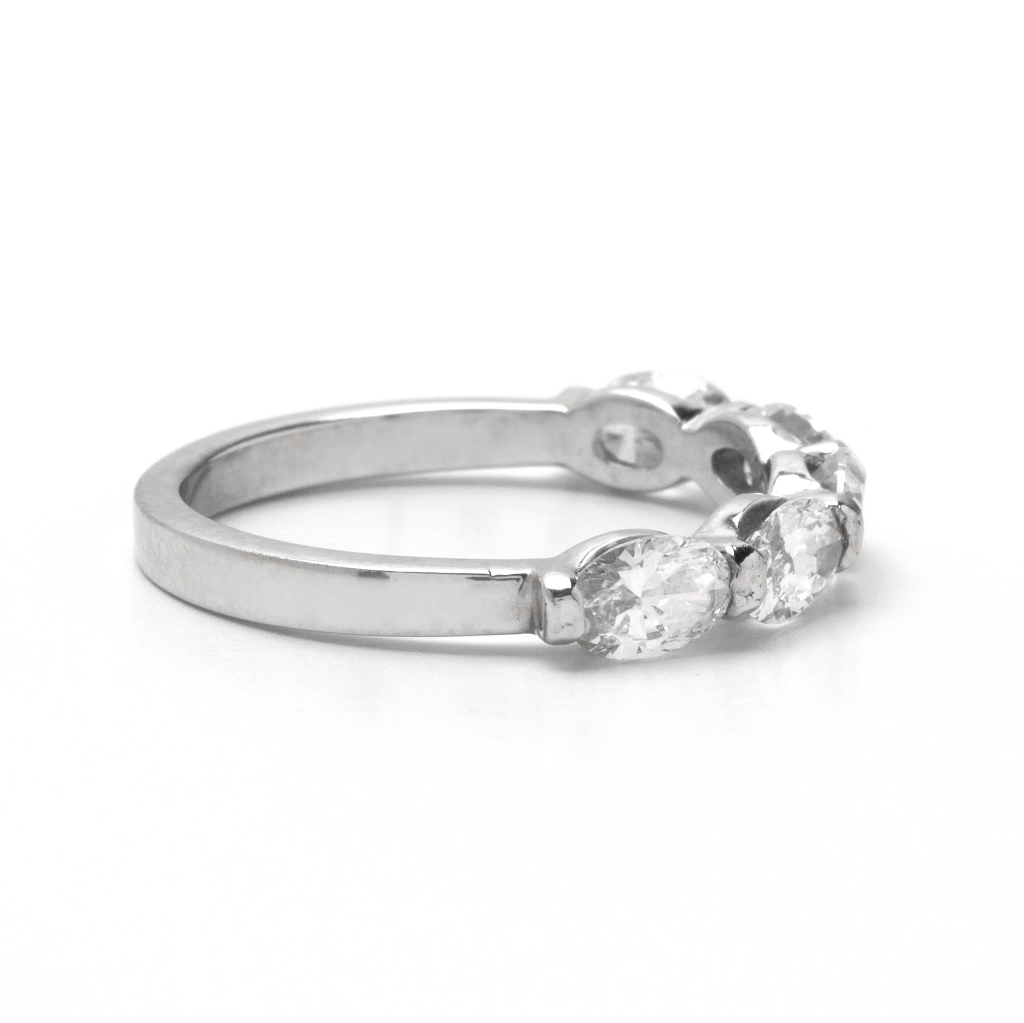 Oval Cut 1.40ct Oval Diamond Band in 14K White Gold For Sale