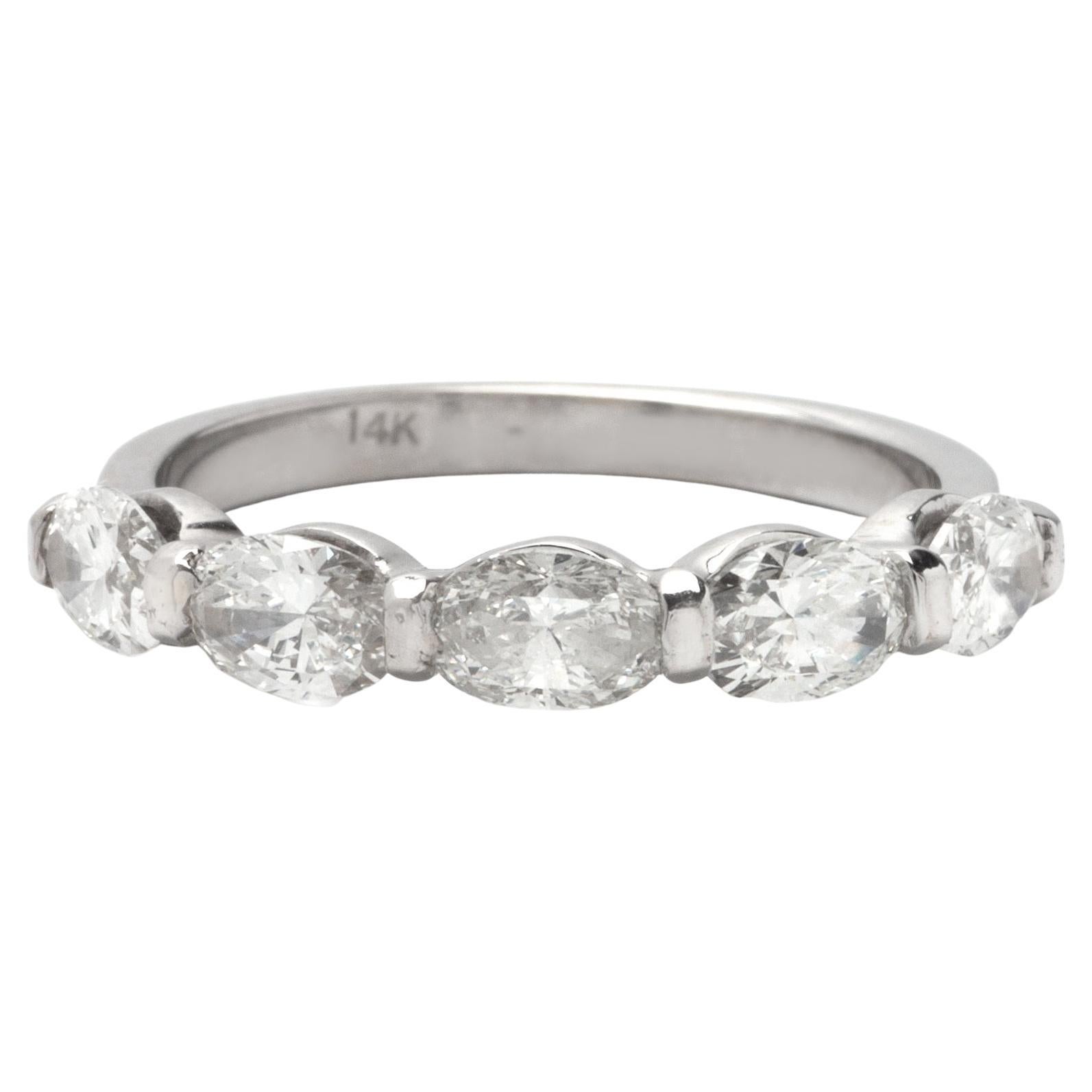 1.40ct Oval Diamond Band in 14K White Gold For Sale