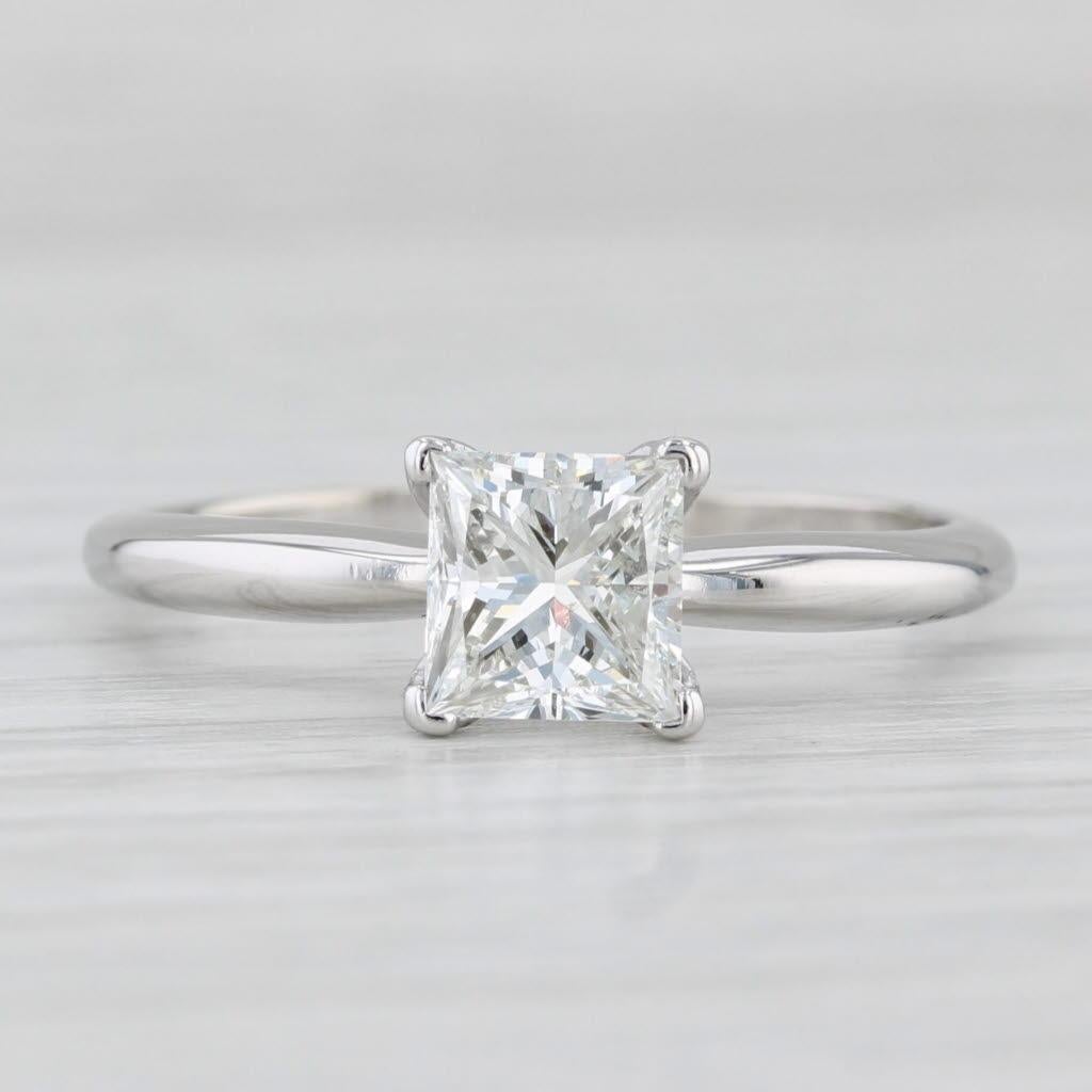 Taglio princess Anello di fidanzamento solitario con principessa da 1,40 carati in oro bianco 14k, misura 9,75 in vendita