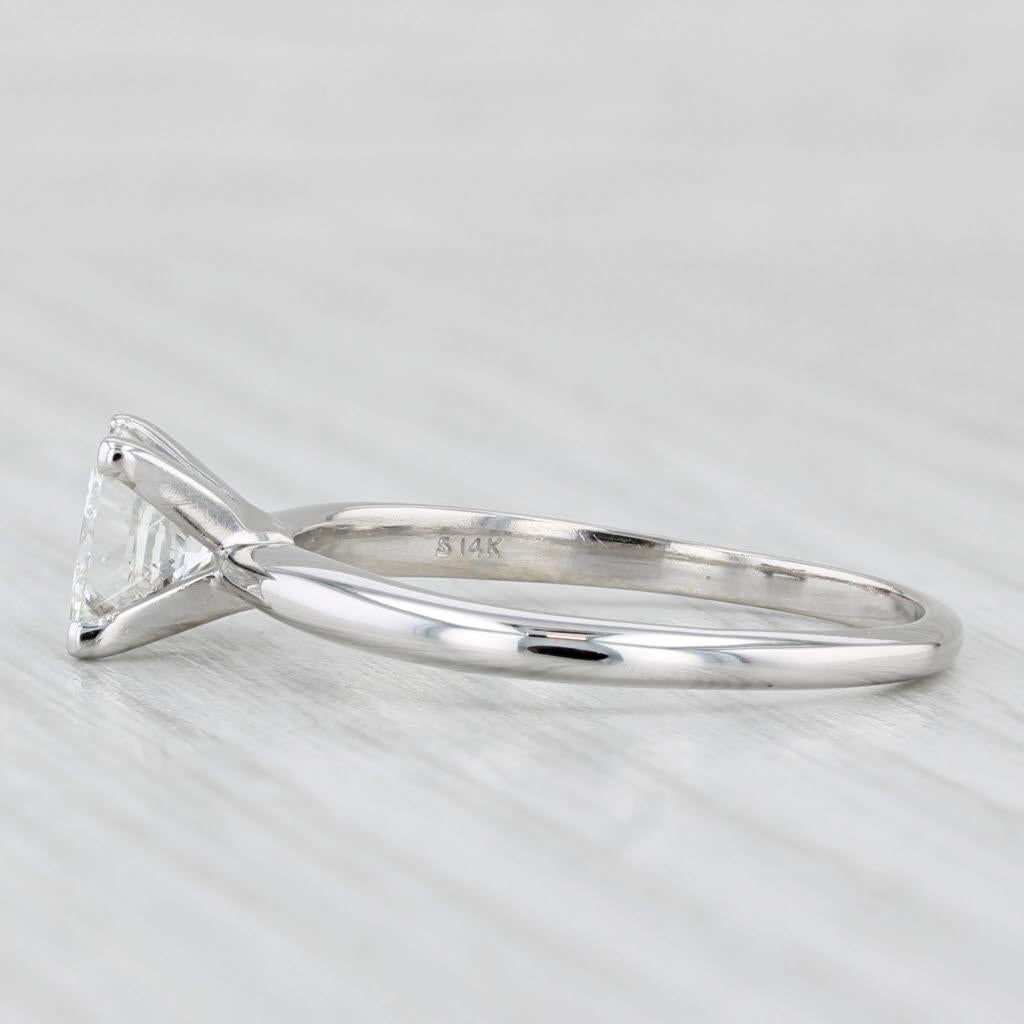 Anello di fidanzamento solitario con principessa da 1,40 carati in oro bianco 14k, misura 9,75 In condizioni buone in vendita a McLeansville, NC