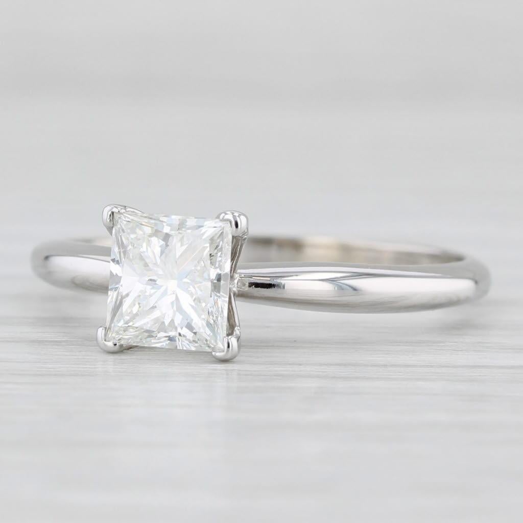 1.40ct Princess Solitaire Engagement Ring 14k White Gold Size 9.75