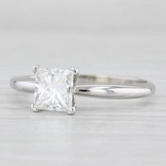 1.40ct Princess Solitaire Engagement Ring 14k White Gold Size 9.75