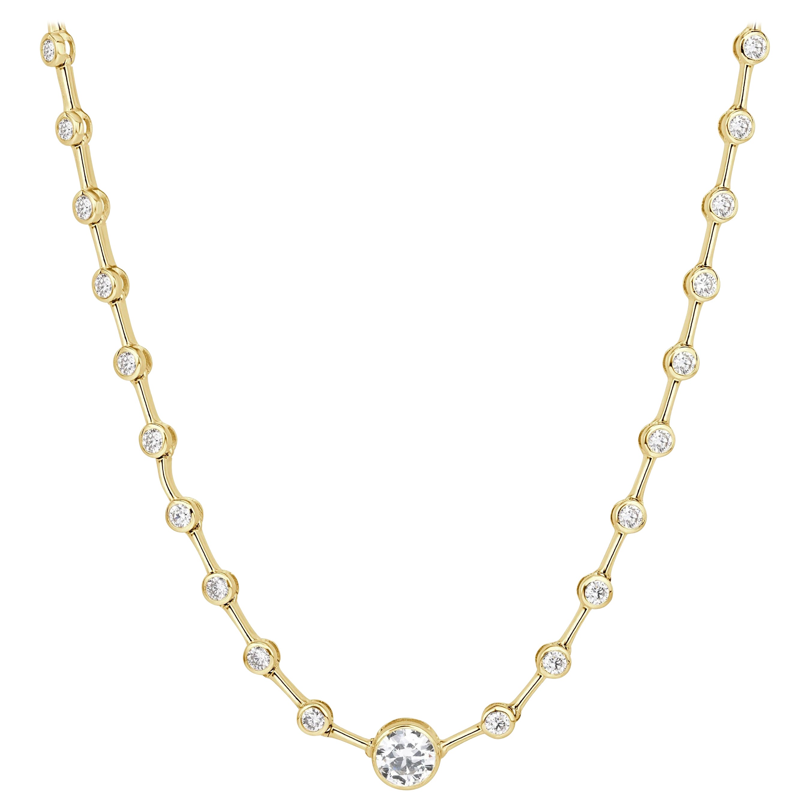 1.40ct Round Brilliant Cut Diamond Bezel Set Necklace