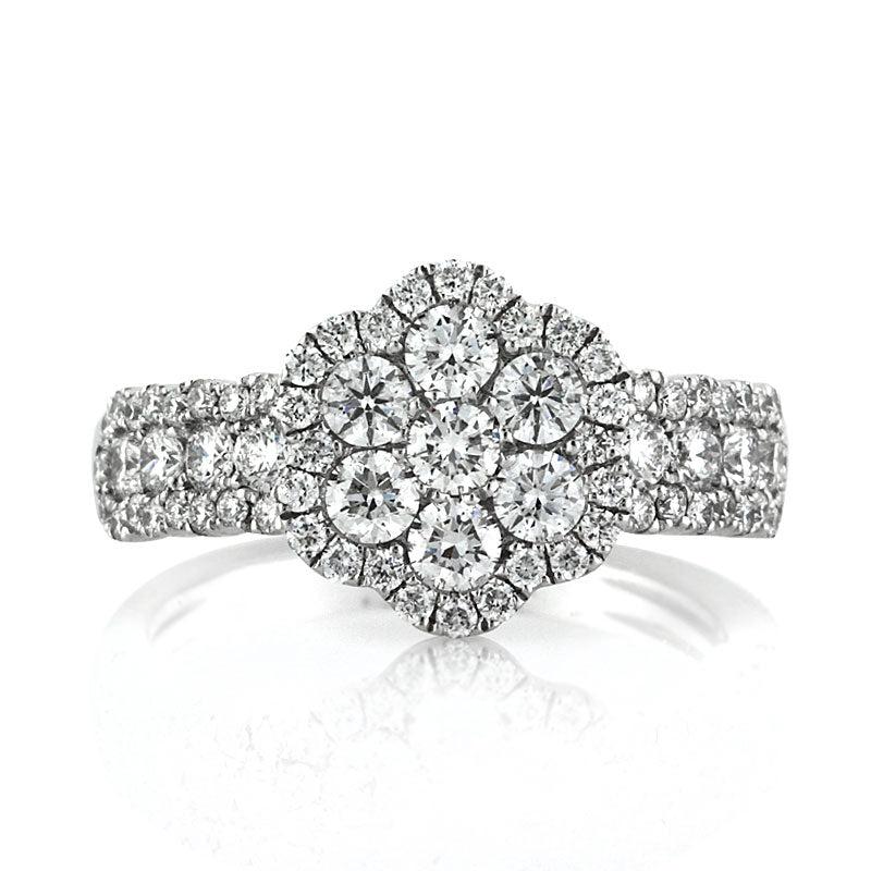 1.40ct Round Brilliant Cut Diamond Flower Cluster Right-Hand Ring For Sale
