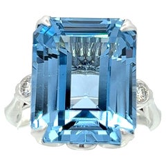 14.0CT Total Weight Blue Topaz Ring set in 14KW Gold