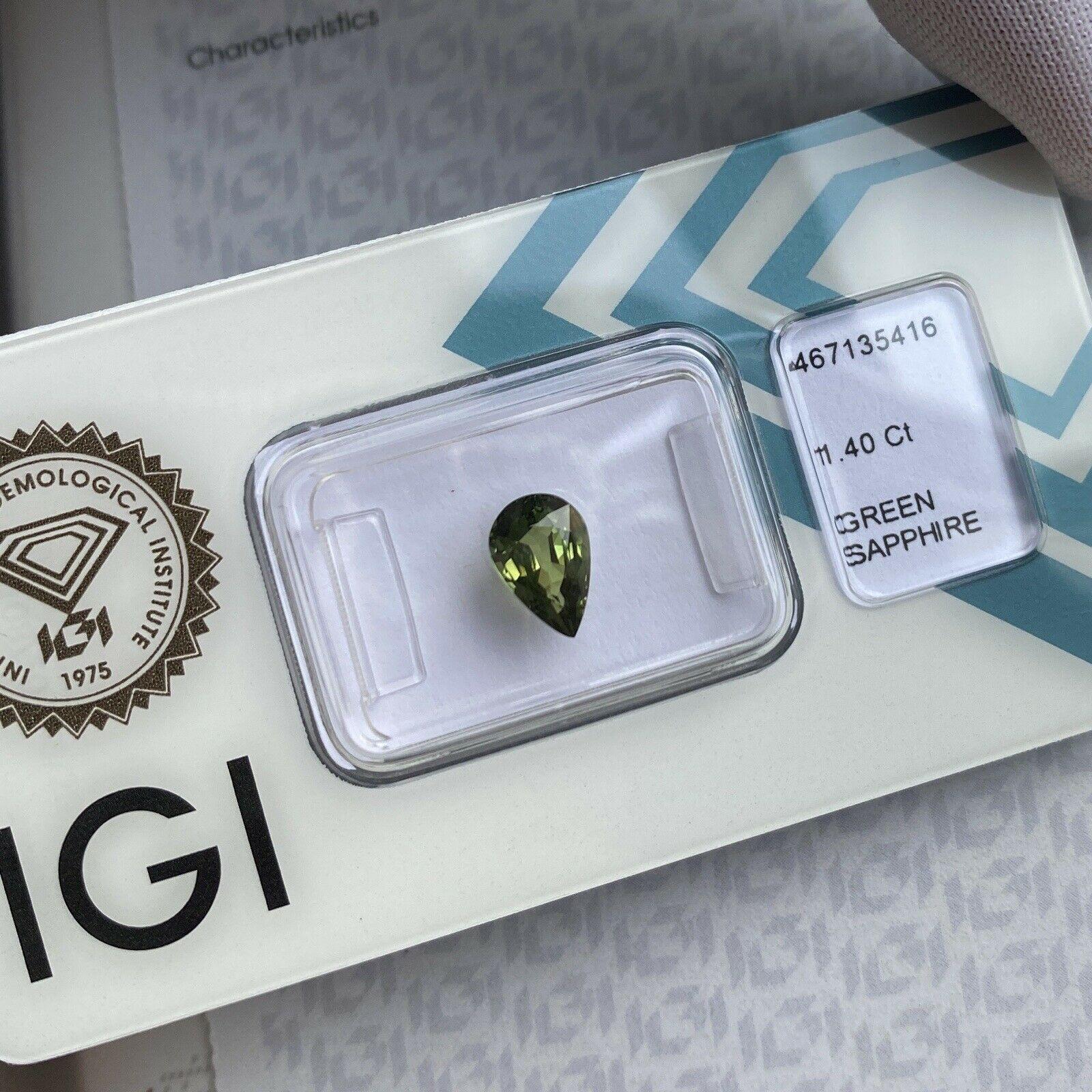1.40ct Yellow Green Sapphire Rare IGI Certified Pear Teardrop Cut Gem Blister

Yellowish Green Sapphire In IGI Blister. 
1.40 Carat with an excellent pear teardrop cut and very good clarity, very clean stone with only some small natural inclusions