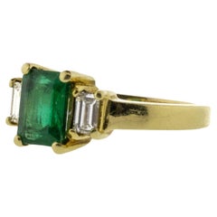 Retro 1.40ct Zambian Emerald & .50ctw Natural Diamond Ring