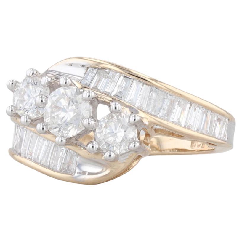 1.40ctw 3-Stone Diamond Bypass Ring 14k Yellow Gold Size 6