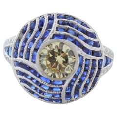 1.40ctw Blue Sapphire and 1.20ctw Diamond Ring in 14K White Gold