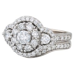 Ensemble de bague de fiançailles et d'alliance en or 14 carats sertie de diamants 1,40 ctw, taille 7