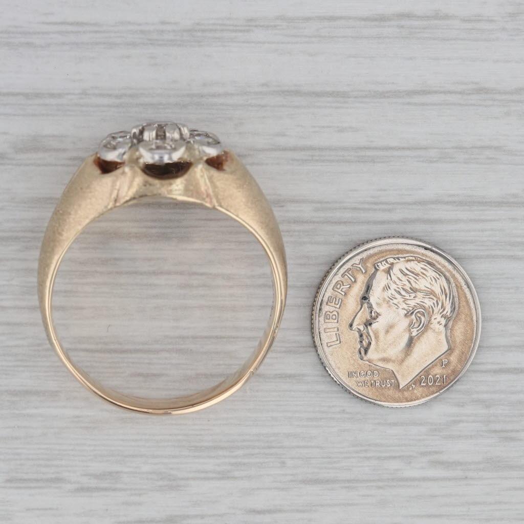 1.40ctw Diamond Cluster Ring 14k Gold Vintage Belcher Setting Size 13.25 1