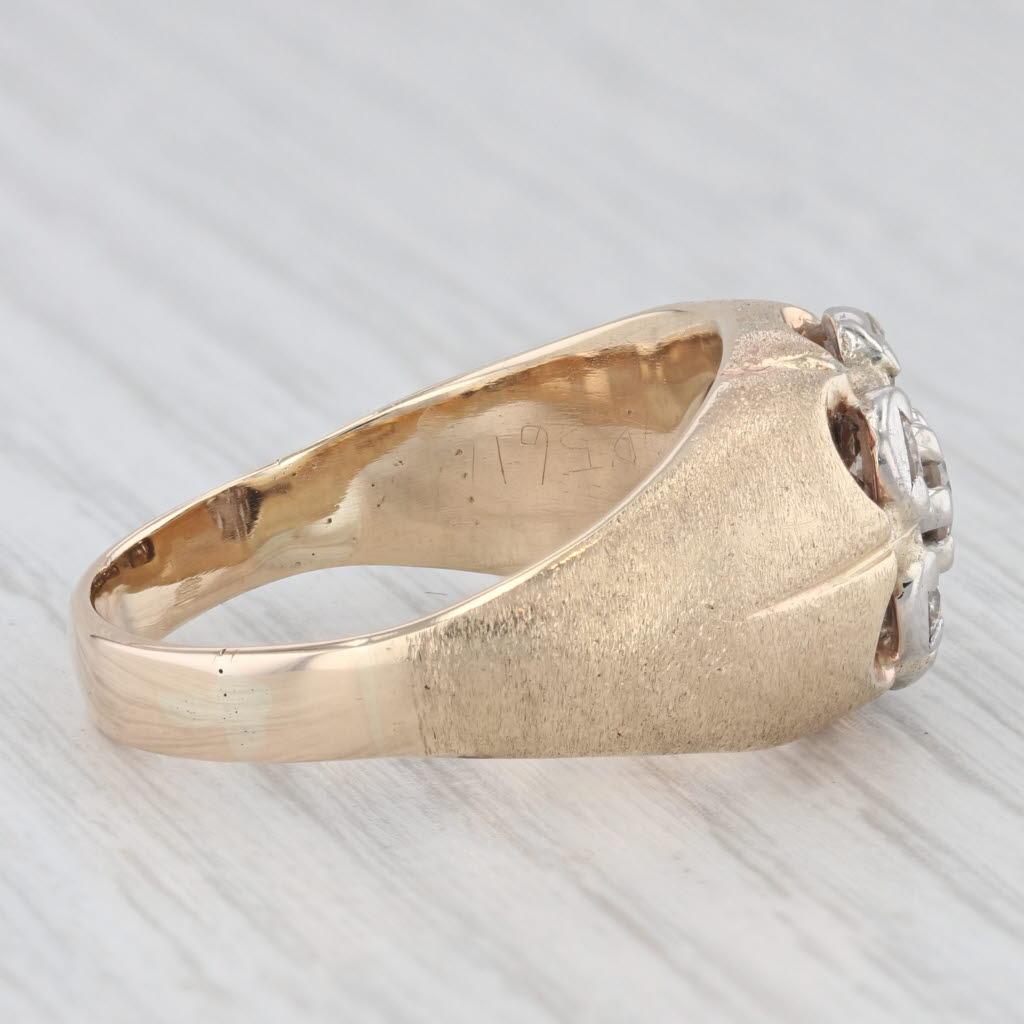 1.40ctw Diamond Cluster Ring 14k Gold Vintage Belcher Setting Size 13.25 2