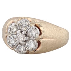 1.40ctw Diamond Cluster Ring 14k Gold Vintage Belcher Setting Size 13.25