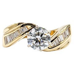 Retro 1.40ctw Diamond Engagement Ring In Yellow Gold