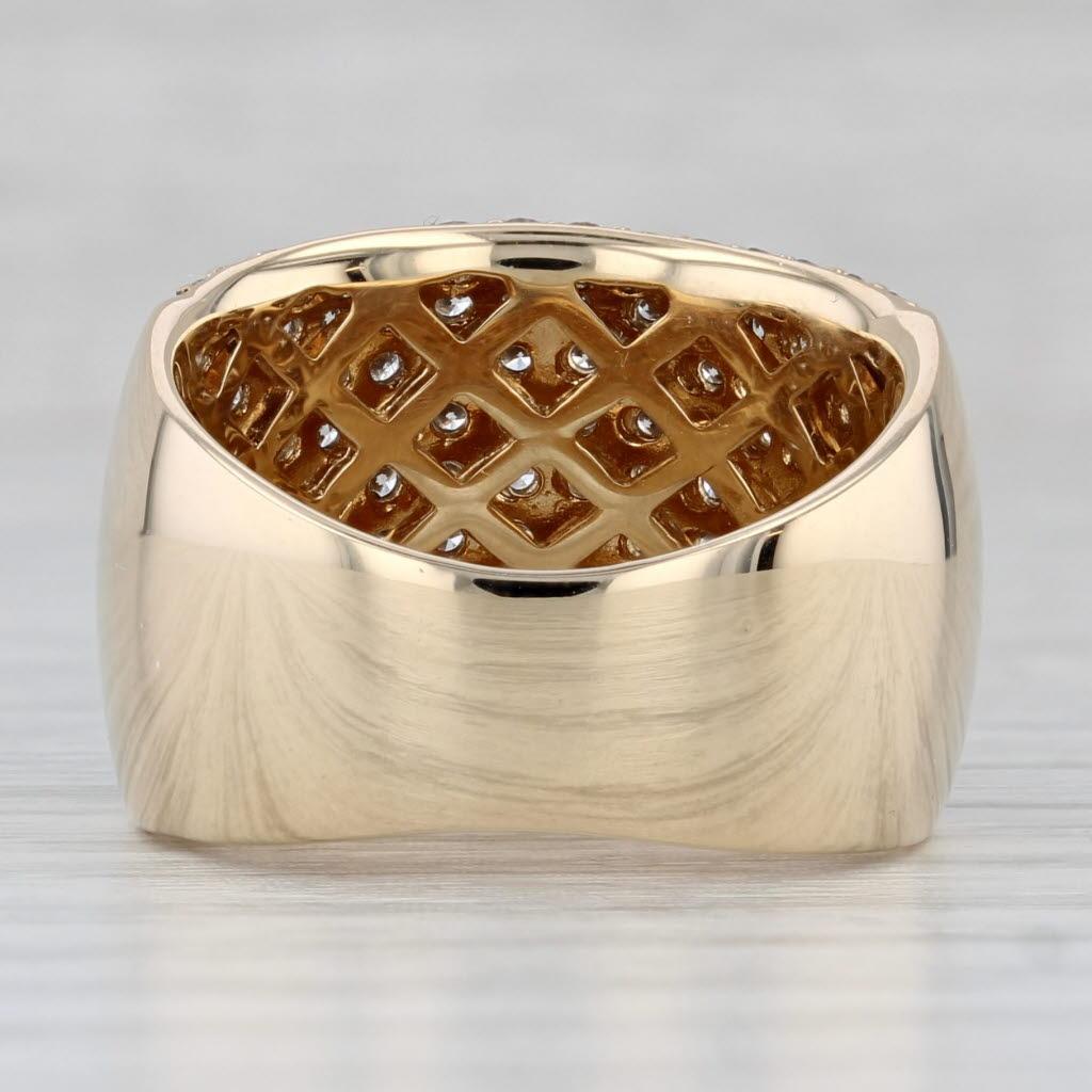Round Cut 1.40ctw Pave Diamond Ring 14k Yellow Gold Size 7.25 Cocktail For Sale