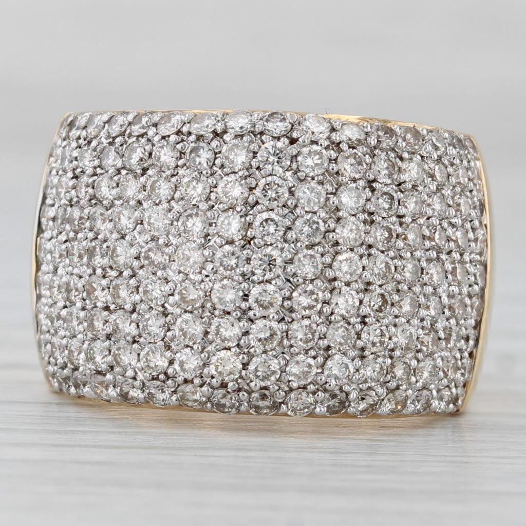 1.40ctw Pave Diamond Ring 14k Yellow Gold Size 7.25 Cocktail In Good Condition For Sale In McLeansville, NC