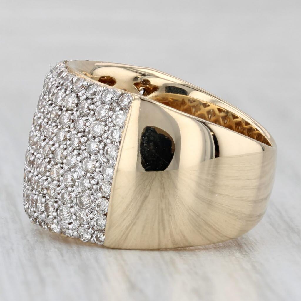 Women's or Men's 1.40ctw Pave Diamond Ring 14k Yellow Gold Size 7.25 Cocktail For Sale