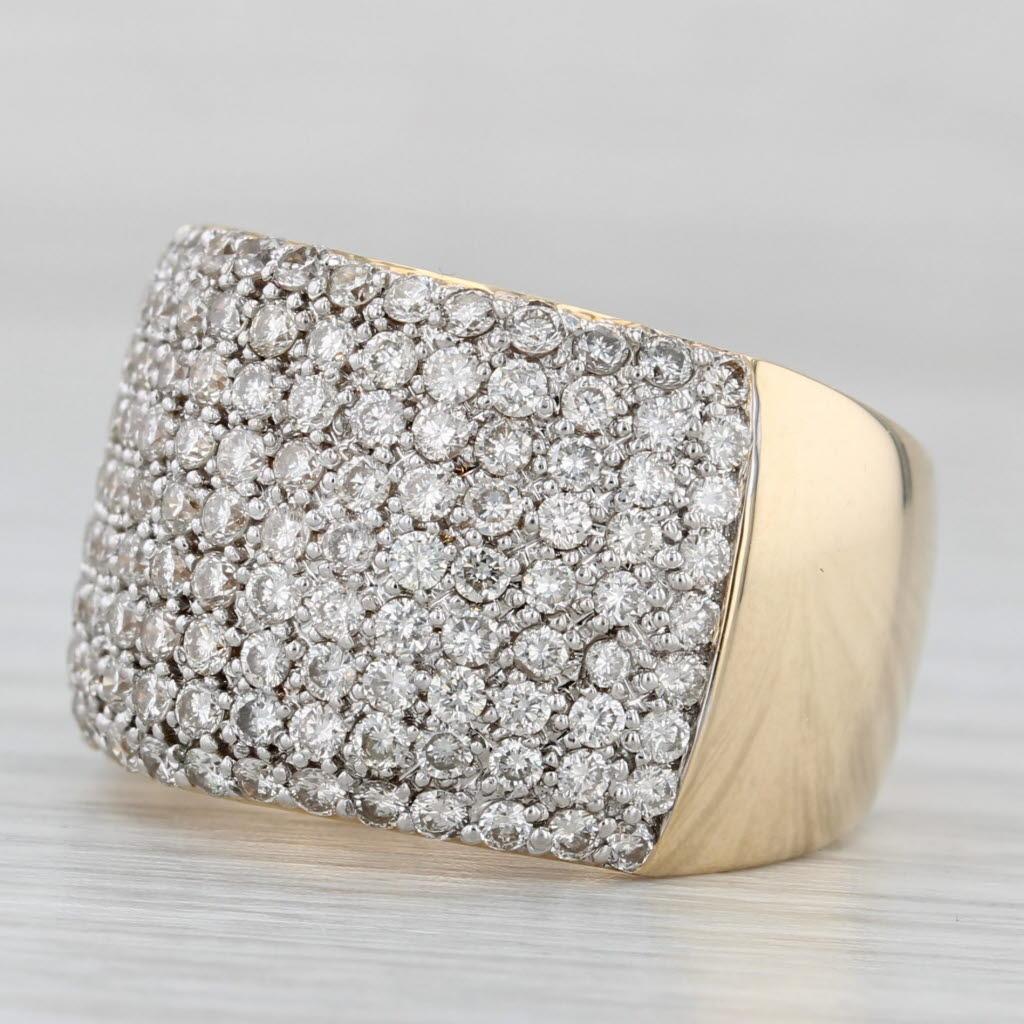 1.40ctw Pave Diamond Ring 14k Yellow Gold Size 7.25 Cocktail For Sale 1