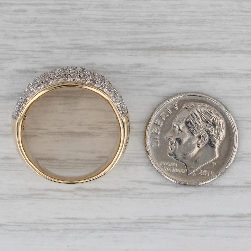 1.40ctw Pave Diamond Ring 14k Yellow Gold Size 7.25 Cocktail For Sale 3