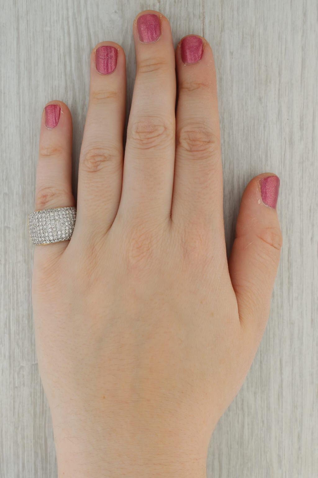 1.40ctw Pave Diamond Ring 14k Yellow Gold Size 7.25 Cocktail For Sale 4