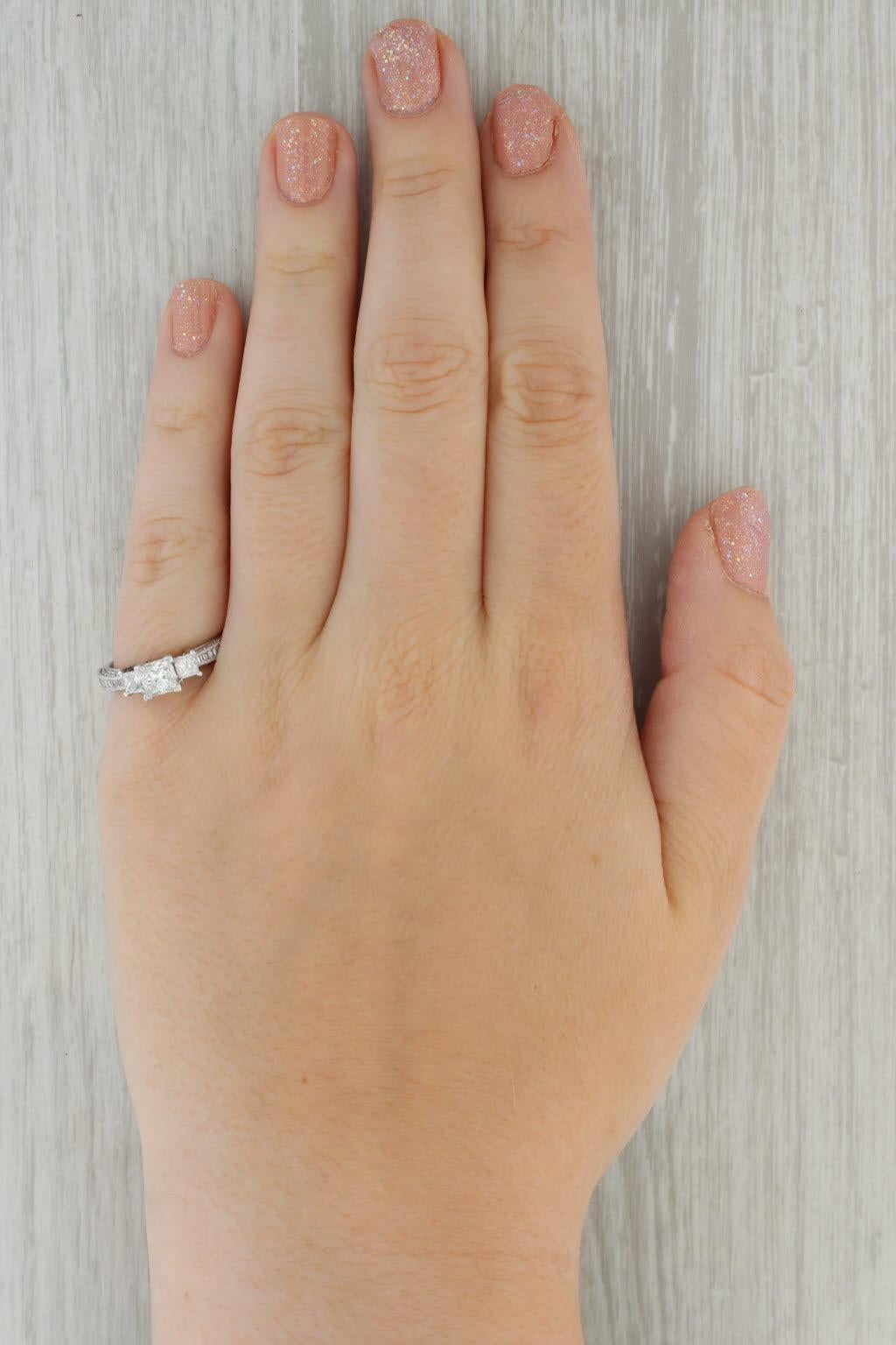 Princess Cut 1.40ctw Princess Diamond Engagement Ring 14k White Gold Size 7.25