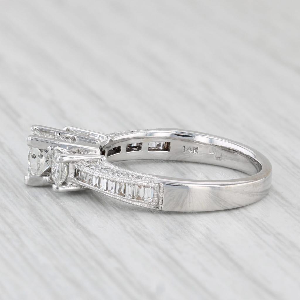 1.40ctw Princess Diamond Engagement Ring 14k White Gold Size 7.25 In Good Condition In McLeansville, NC