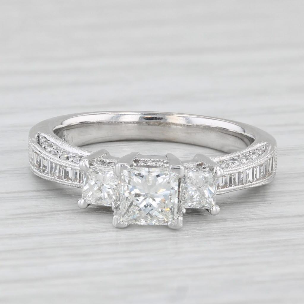 Women's 1.40ctw Princess Diamond Engagement Ring 14k White Gold Size 7.25