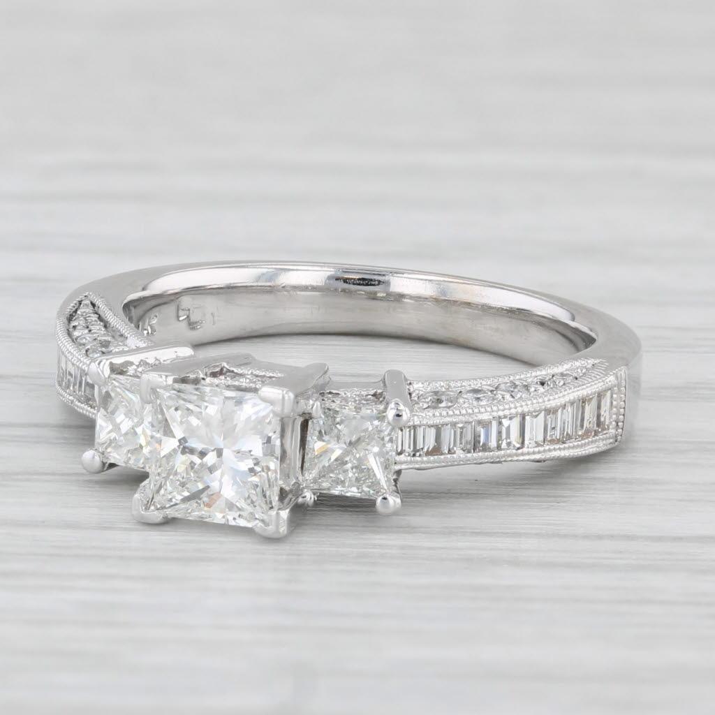 1.40ctw Princess Diamond Engagement Ring 14k White Gold Size 7.25 1