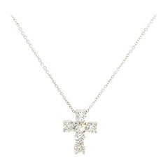 6 diamond cross necklace 1.40ctw Round Diamond Cross Pendant Necklace in 14K White Gold