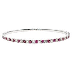 Bracelet flexible or blanc 1,40ctw rubis et 1,10ctw diamant