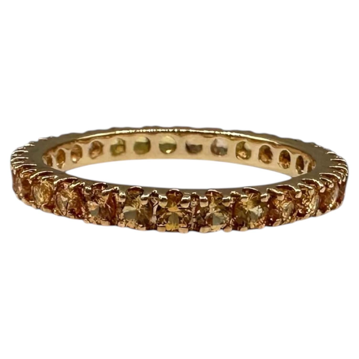 1,40ctw Gelb Orange Saphir Eternity Ring 14K Gold Größe 6,5