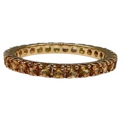 1.40ctw Yellow Orange Sapphire Eternity Ring 14K Gold Size 6.5