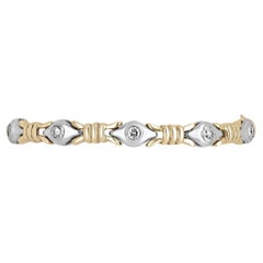 1.40tcw 14K Pulsera de diamantes de dos tonos Pulsera de eslabones de oro Elegante diamante