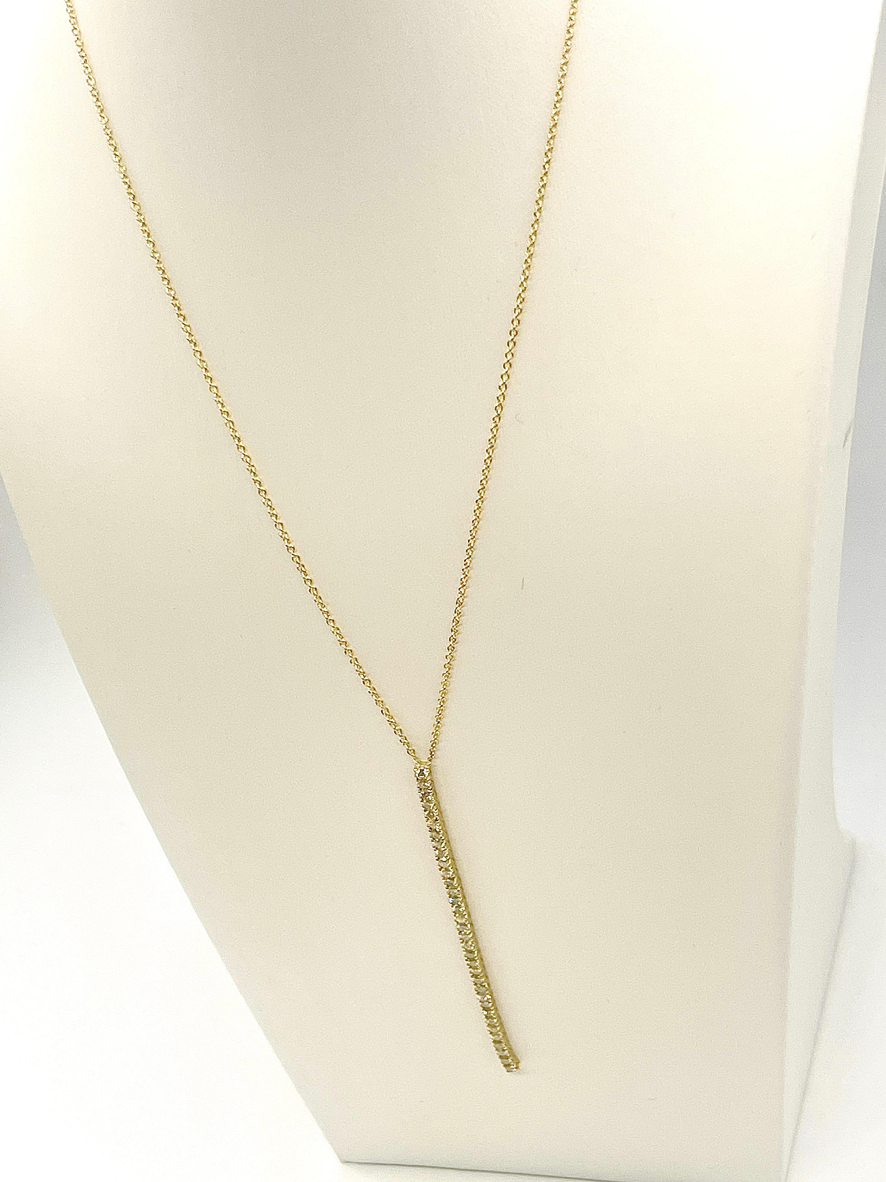 1.41 Carat All Natural Diamond Tennis Drop Necklace in 14K Yellow Gold For Sale 1
