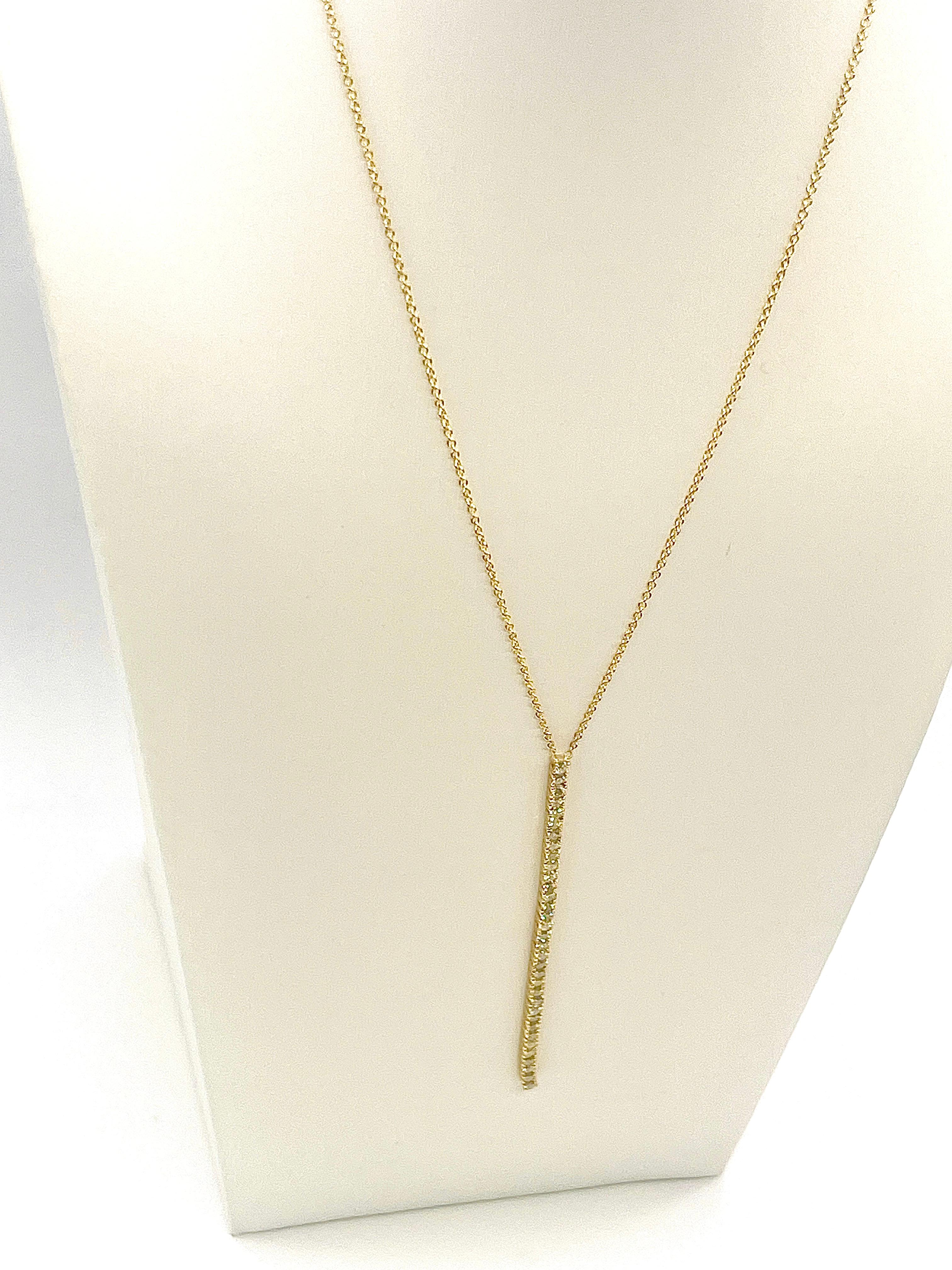 1.41 Carat All Natural Diamond Tennis Drop Necklace in 14K Yellow Gold For Sale 3