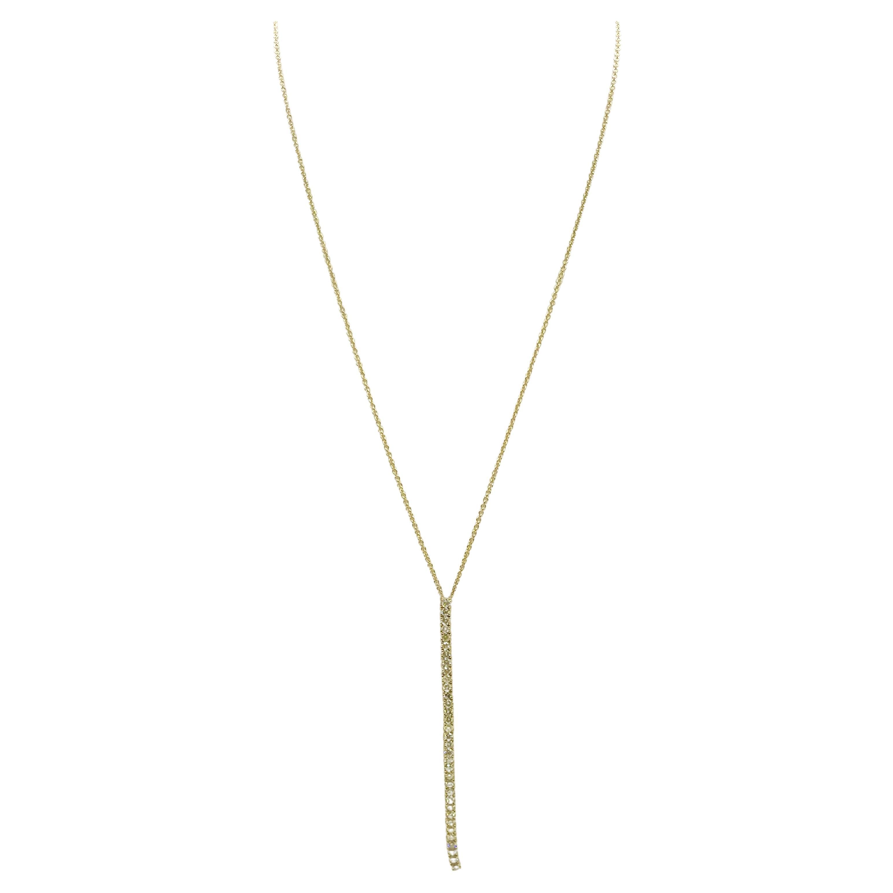 1.41 Carat All Natural Diamond Tennis Drop Necklace in 14K Yellow Gold For Sale