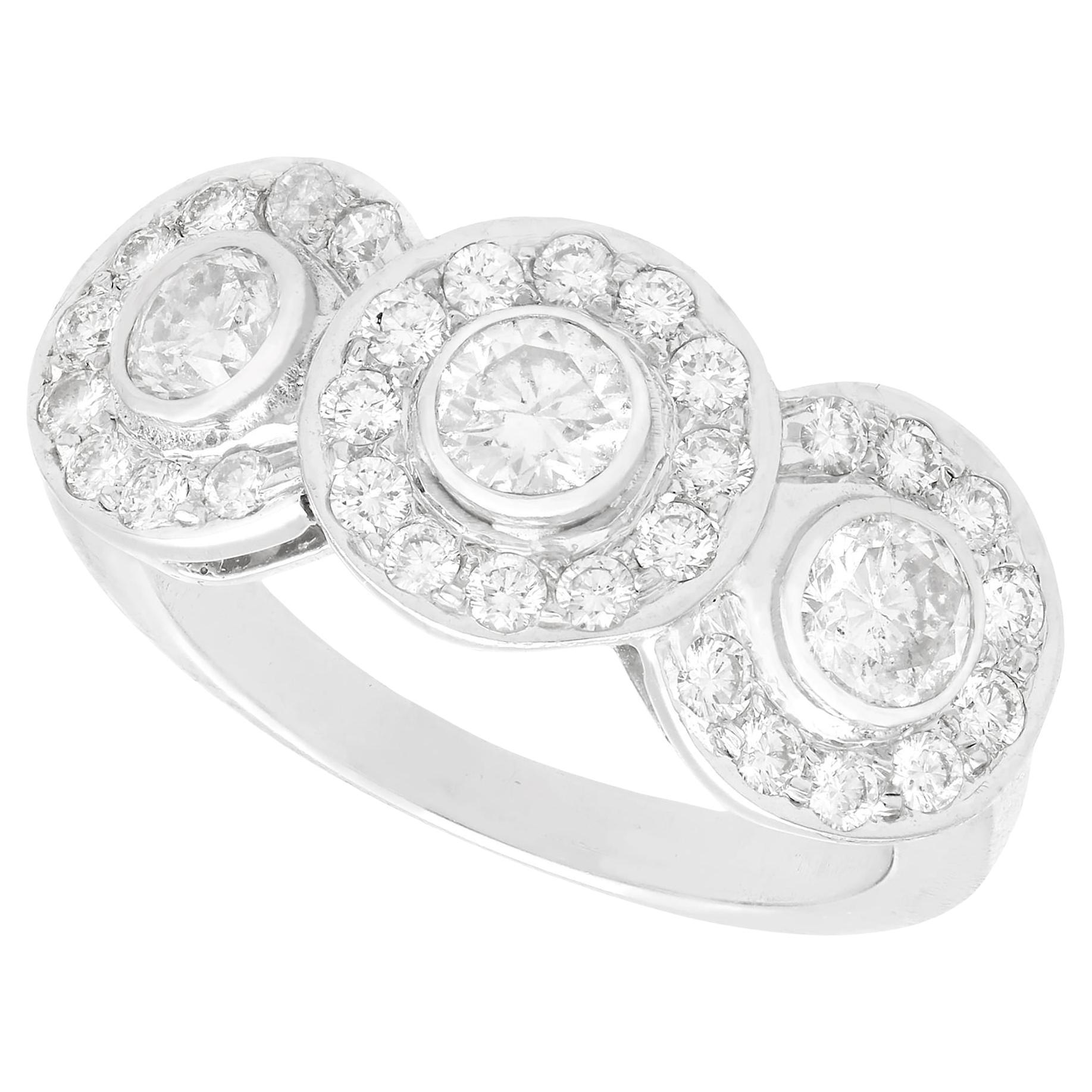 Vintage 1.41 Carat Diamond and White Gold Cocktail Ring