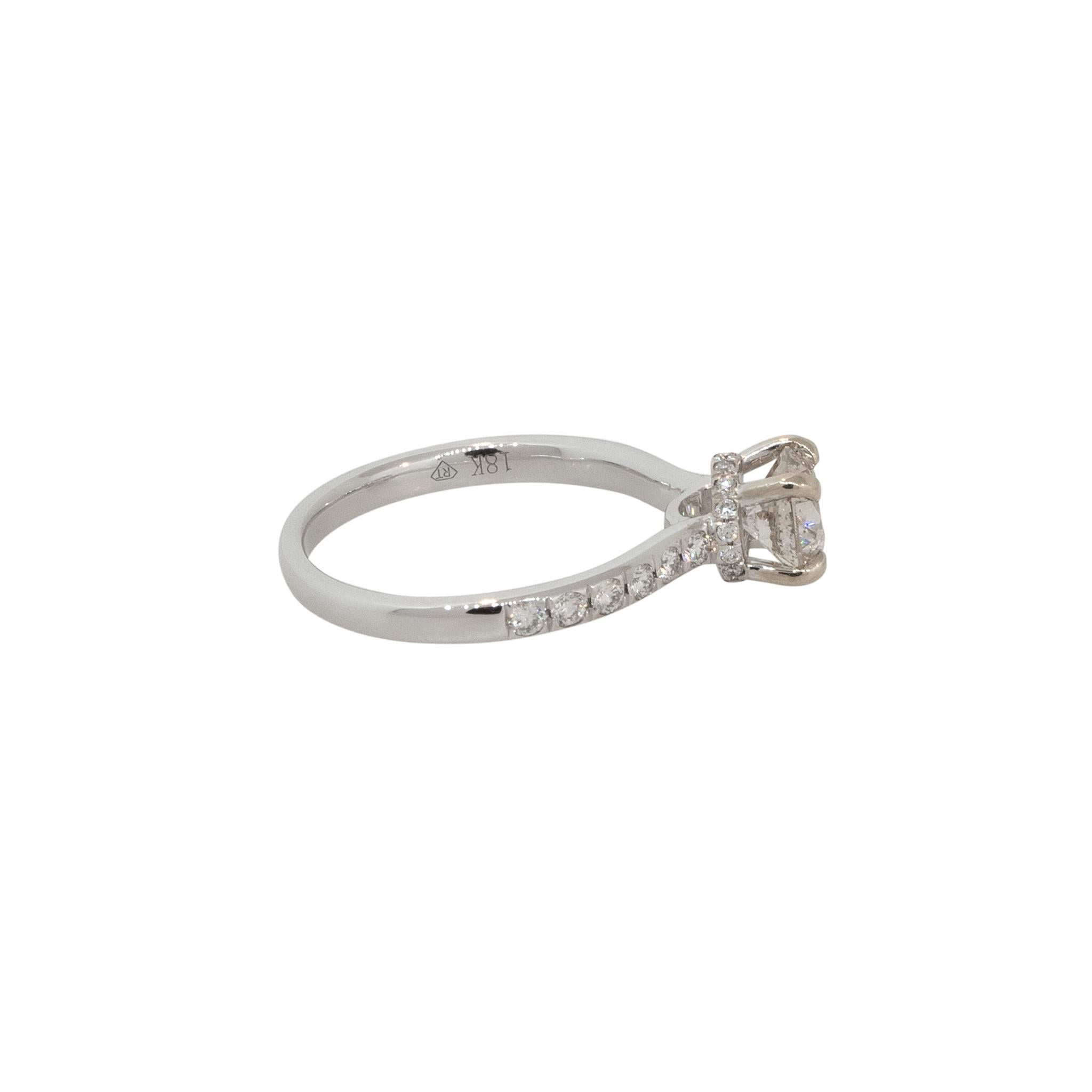 Round Cut 1.41 Carat Diamond Hidden Halo Engagement Ring 18 Karat in Stock