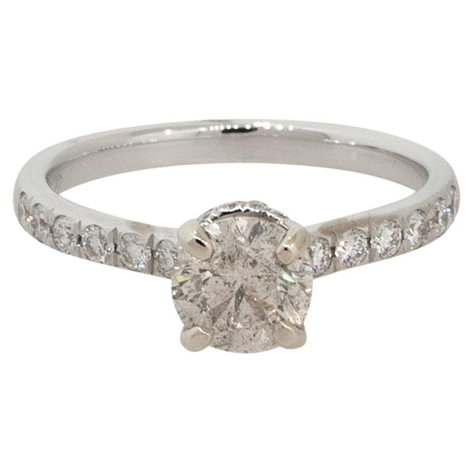 1.41 Carat Diamond Hidden Halo Engagement Ring 18 Karat in Stock