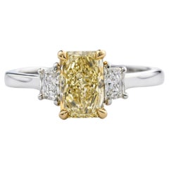 1.41 Carat Fancy Light Yellow Radiant Cut Diamond Ring