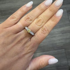 1.41 Carat Fancy Yellow Radiant & White Princess Diamond Illusion Band Ring