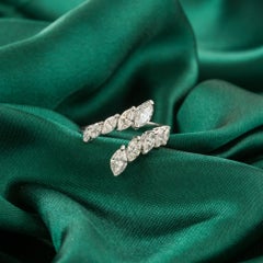 Anello bypass aperto con diamante naturale taglio marquise da 1,41 carati, SI/H, in oro bianco 18 carati